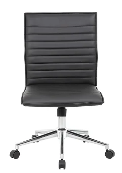 Boss Office Products Sleek Ribbed Armless Task Chair, Black