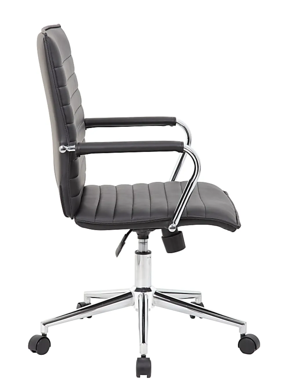 Boss Office Products Sleek Ribbed Vinyl Task Chair, Black