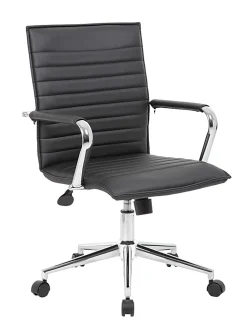 Boss Office Products Sleek Ribbed Vinyl Task Chair, Black
