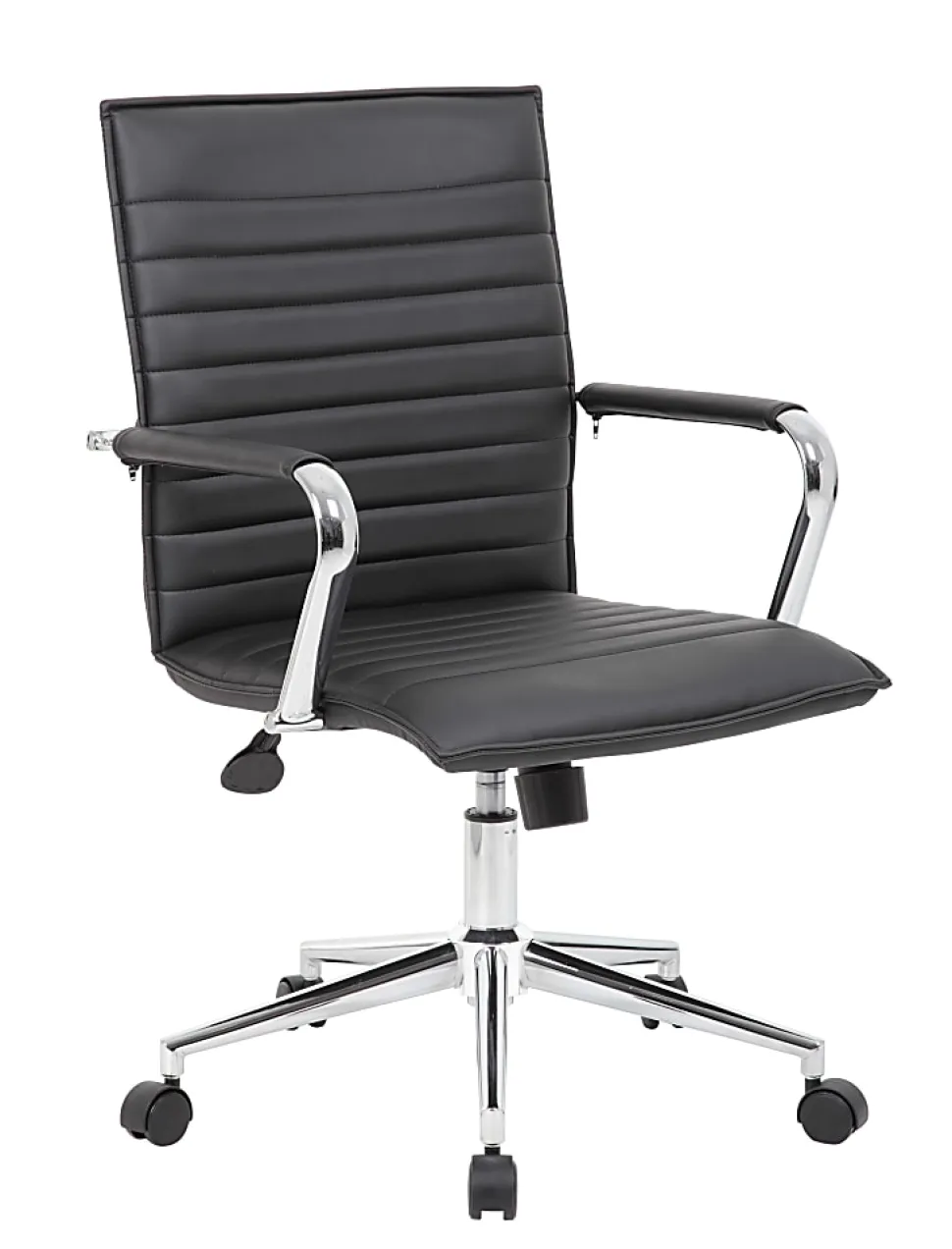 Boss Office Products Sleek Ribbed Vinyl Task Chair, Black