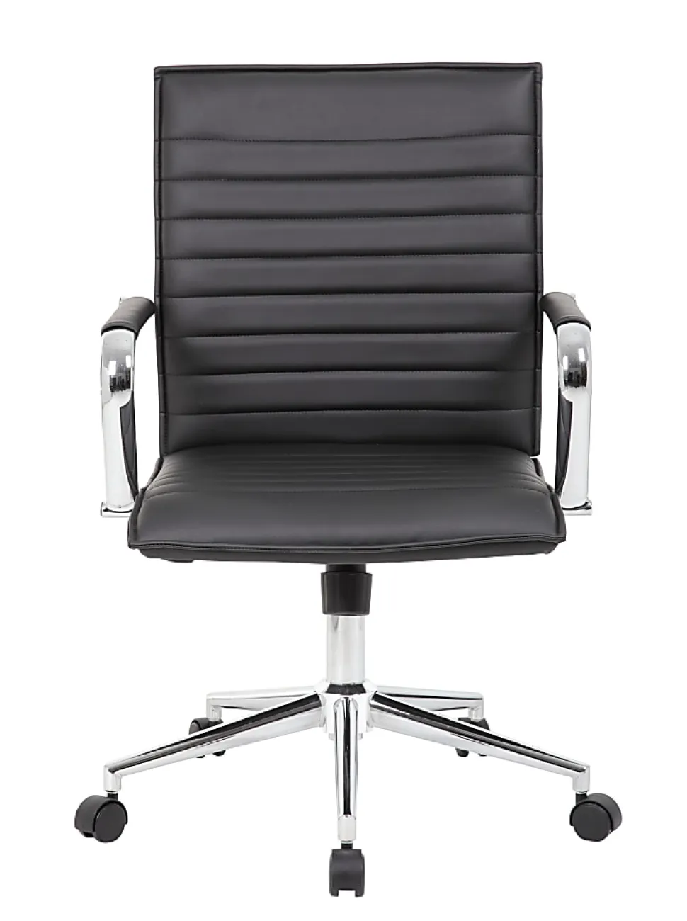 Boss Office Products Sleek Ribbed Vinyl Task Chair, Black