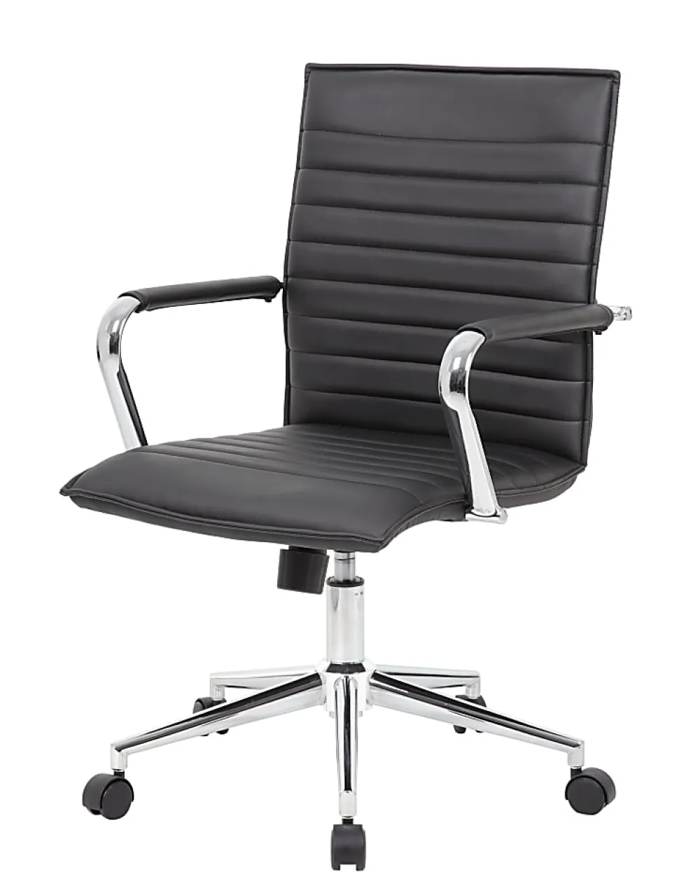 Boss Office Products Sleek Ribbed Vinyl Task Chair, Black