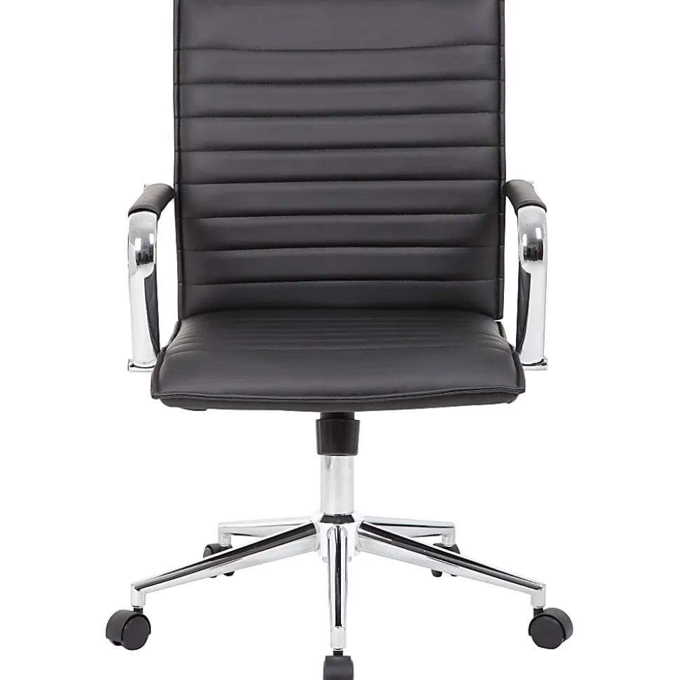 Boss Office Products Sleek Ribbed Vinyl Task Chair, Black