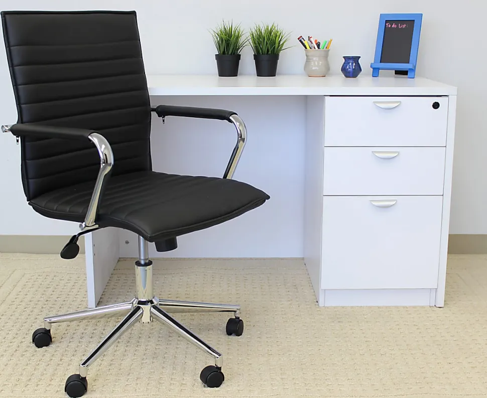 Boss Office Products Sleek Ribbed Vinyl Task Chair, Black