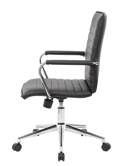 Boss Office Products Sleek Ribbed Vinyl Task Chair, Black