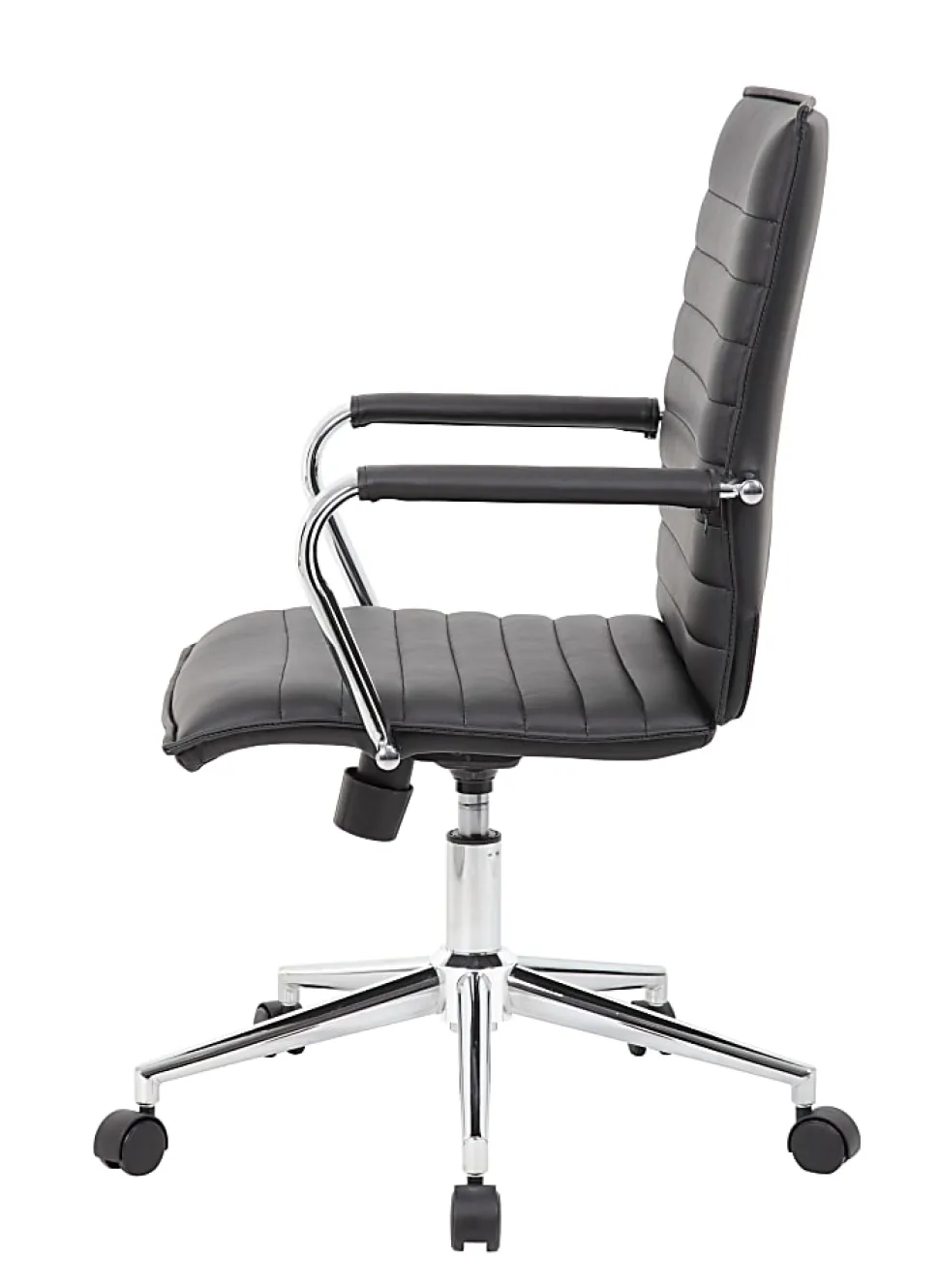 Boss Office Products Sleek Ribbed Vinyl Task Chair, Black
