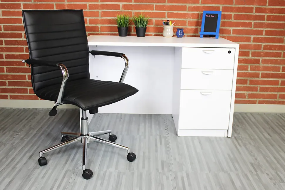 Boss Office Products Sleek Ribbed Vinyl Task Chair, Black