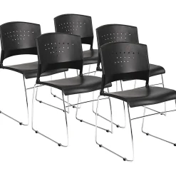 Boss Office Products Stack Chairs in Black, Set of 5