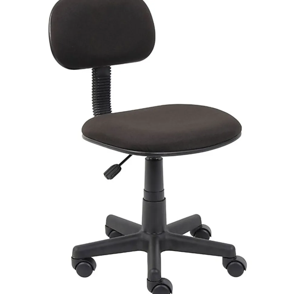 Boss Office Products Steno Fabric/Plastic Low-Back Task Chair, Black