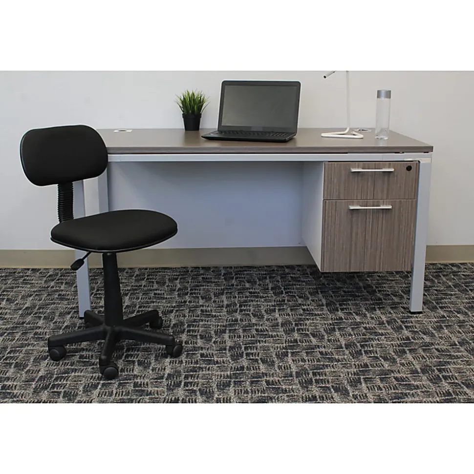 Boss Office Products Steno Fabric/Plastic Low-Back Task Chair, Black