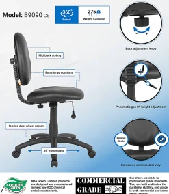 Boss Office Products Task Chair With Antimicrobial Protection, Black