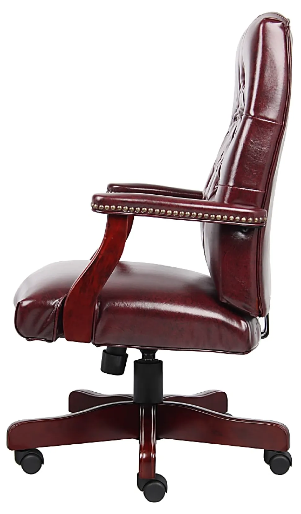 Boss Office Products Traditional Ergonomic High-Back Executive Chair, 47"H, Burgundy/Mahogany