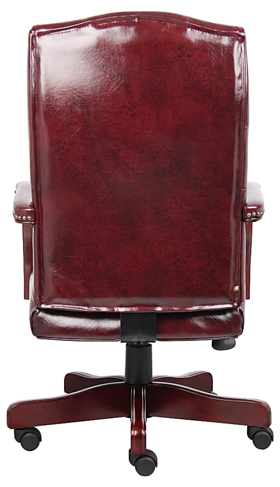 Boss Office Products Traditional Ergonomic High-Back Executive Chair, 47"H, Burgundy/Mahogany