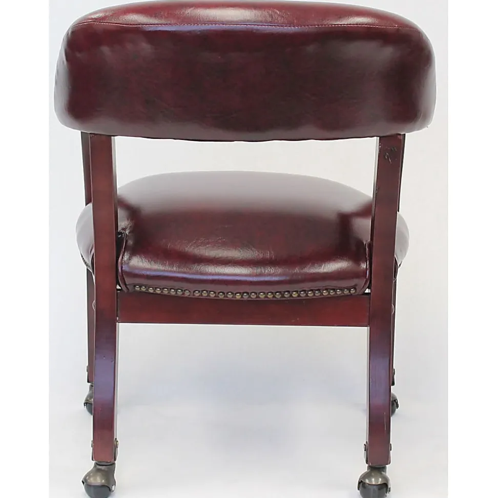 Boss Office Products Traditional Tufted Conference Chair With Casters, Burgundy/Mahogany
