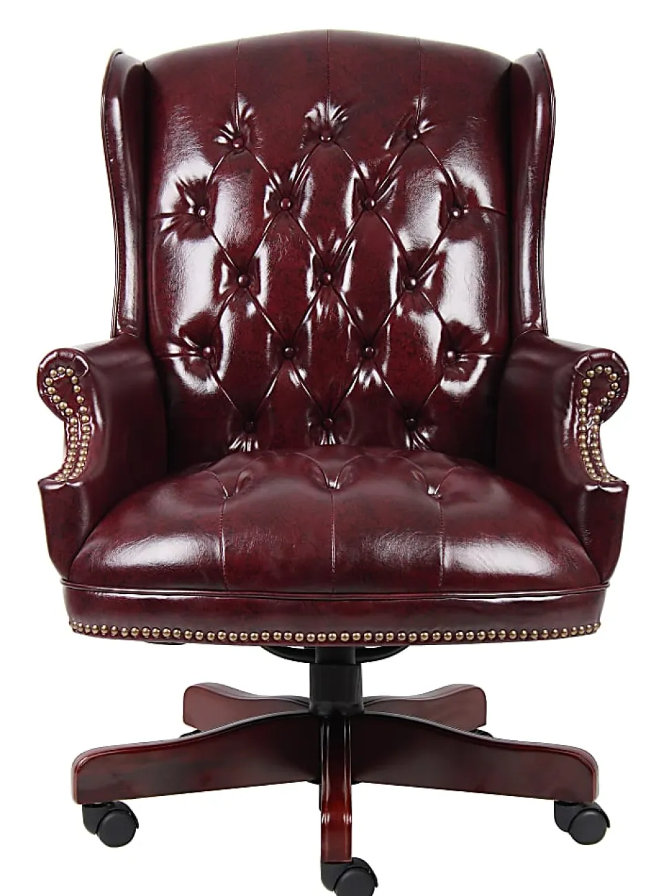 Boss Office Products Traditional Ergonomic High-Back Chair, 44"H, Burgundy/Mahogany