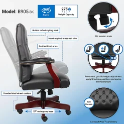 Boss Office Products Traditional Ergonomic High-Back Executive Chair, 47