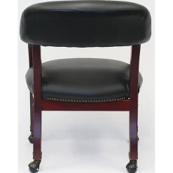Boss Office Products Traditional Tufted Conference Chair With Casters, Black/Mahogany