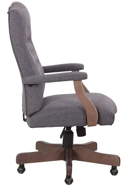 Boss Office Products Tufted Ergonomic Fabric High-Back Office Chair, Slate Gray/Driftwood