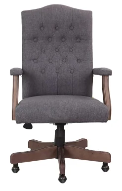 Boss Office Products Tufted Ergonomic Fabric High-Back Office Chair, Slate Gray/Driftwood