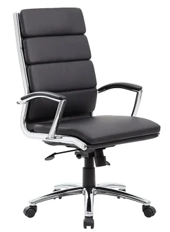 Boss Office Products Vinyl High-Back Chair, Black/Chrome