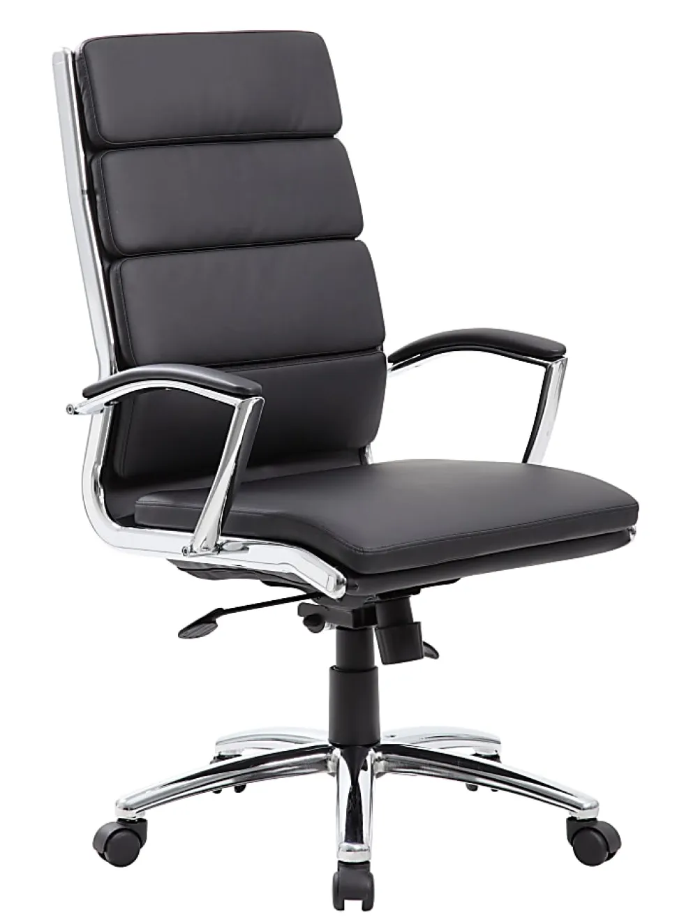 Boss Office Products Vinyl High-Back Chair, Black/Chrome
