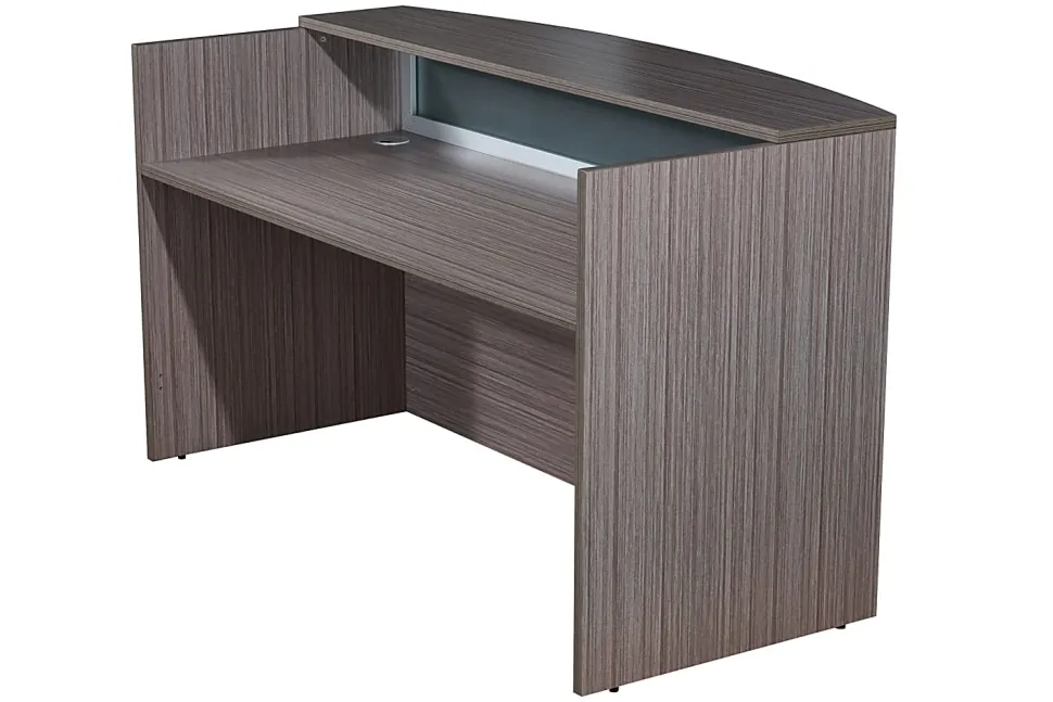 Boss Office Products 71"W Plexiglass Reception Desk, Driftwood