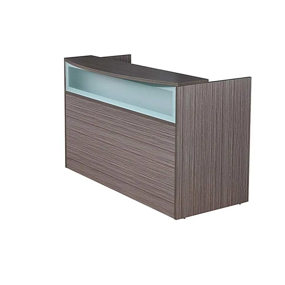 Boss Office Products 71"W Plexiglass Reception Desk, Driftwood