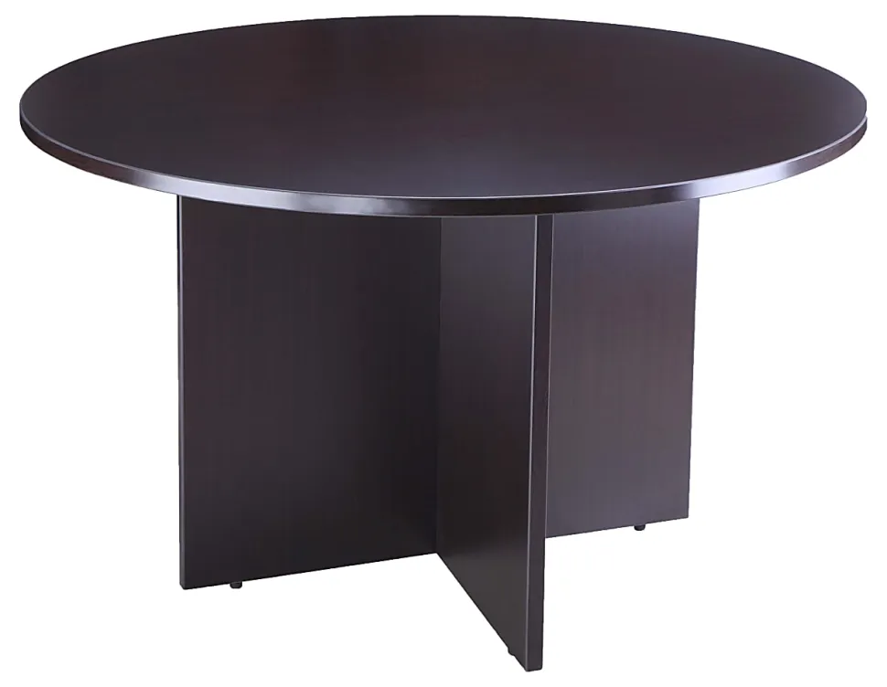 Boss Office Products 42"W Round Wood Conference Table, Mocha