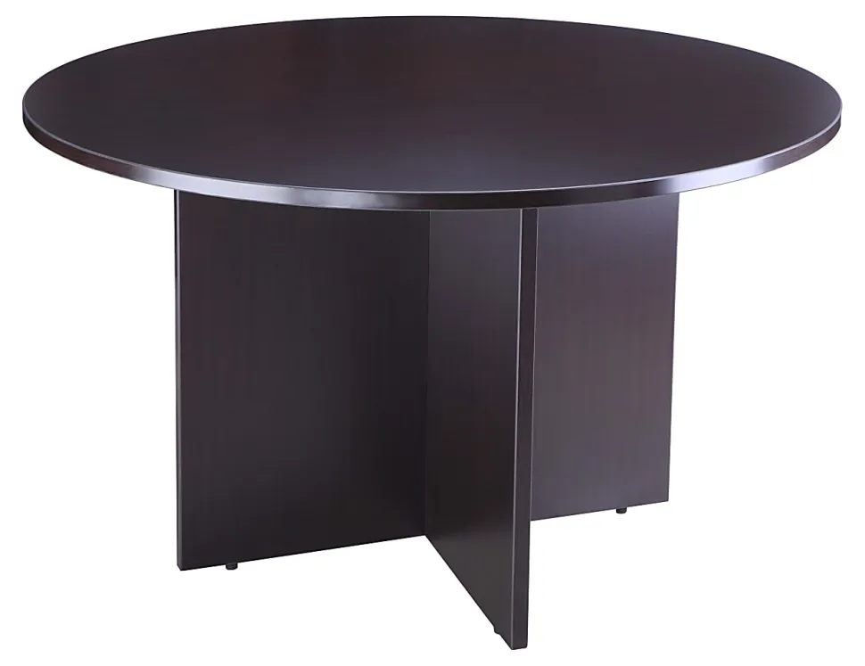 Boss Office Products 47"W Round Wood Conference Table, Mocha
