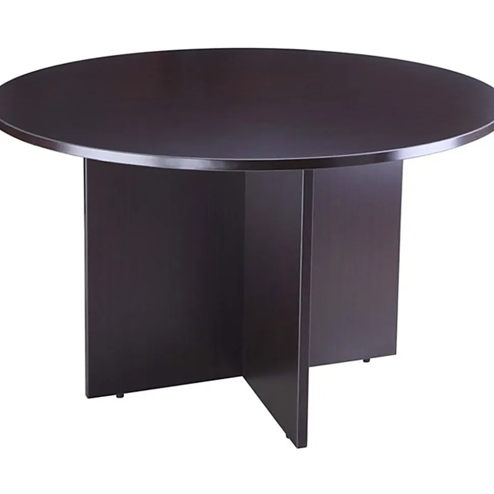 Boss Office Products 47"W Round Wood Conference Table, Mocha