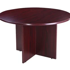 Boss Office Products 42"W Round Wood Conference Table, Mahogany