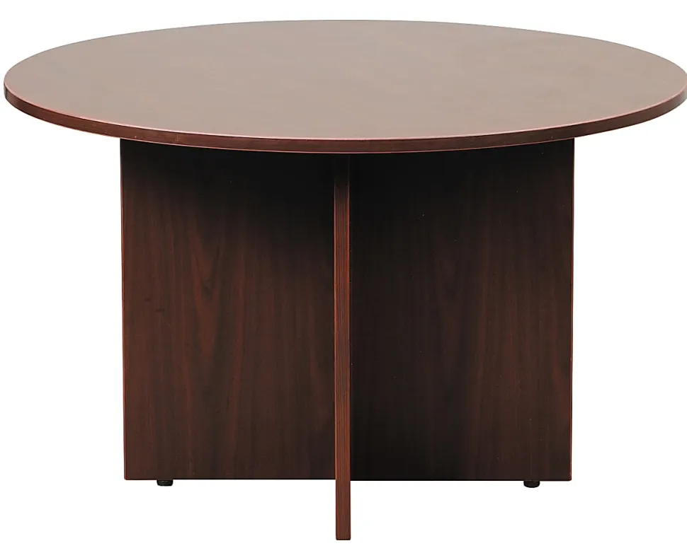 Boss Office Products 42"W Round Wood Conference Table, Mahogany