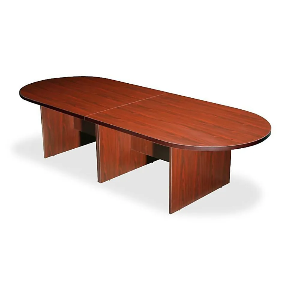 Boss Office Products 120"W Wood Race Track Conference Table, Mahogany