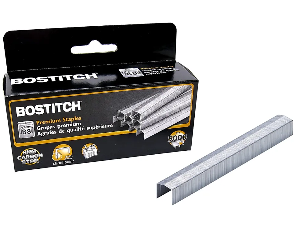 Bostitch® B8® PowerCrown™ Premium Staples, 3/8" Size, Box Of 5,000