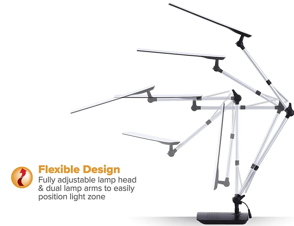 Bostitch® Dual-Swing Arm LED Desk Lamp, 49"H, Black