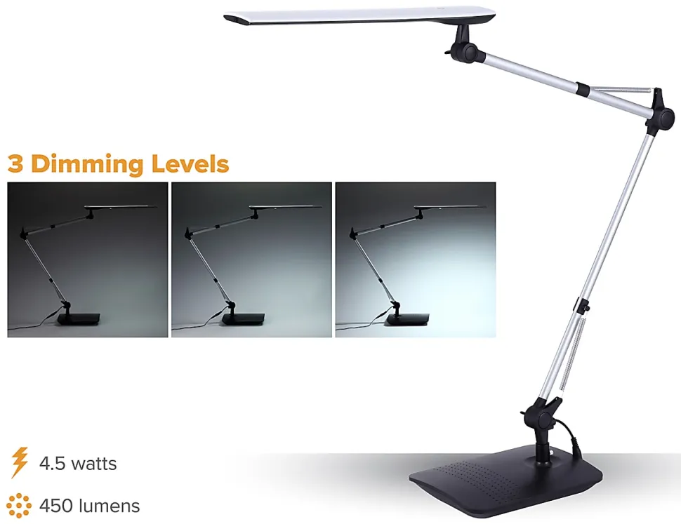 Bostitch® Dual-Swing Arm LED Desk Lamp, 49"H, Black