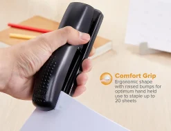 Bostitch® Ergonomic Desktop Stapler, 20 Sheets Capacity, Black