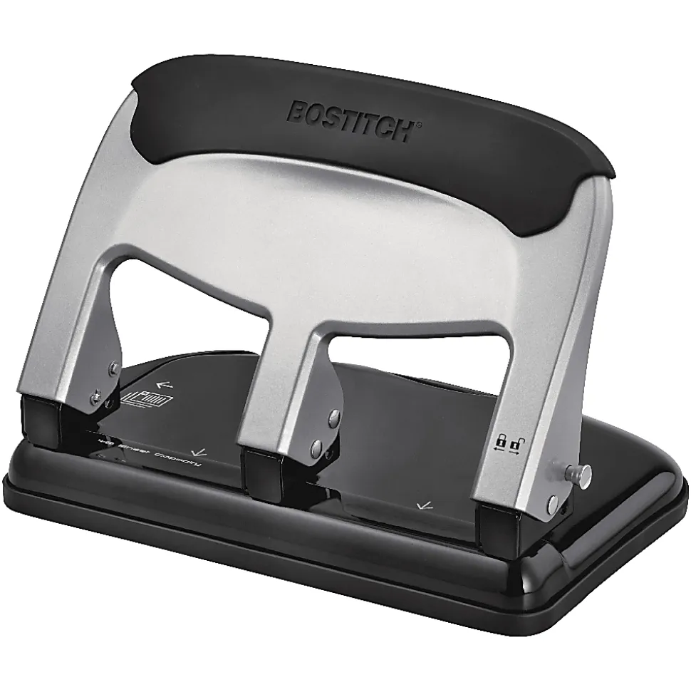 Bostitch® EZ Squeeze 3-Hole Punch, Black/Silver