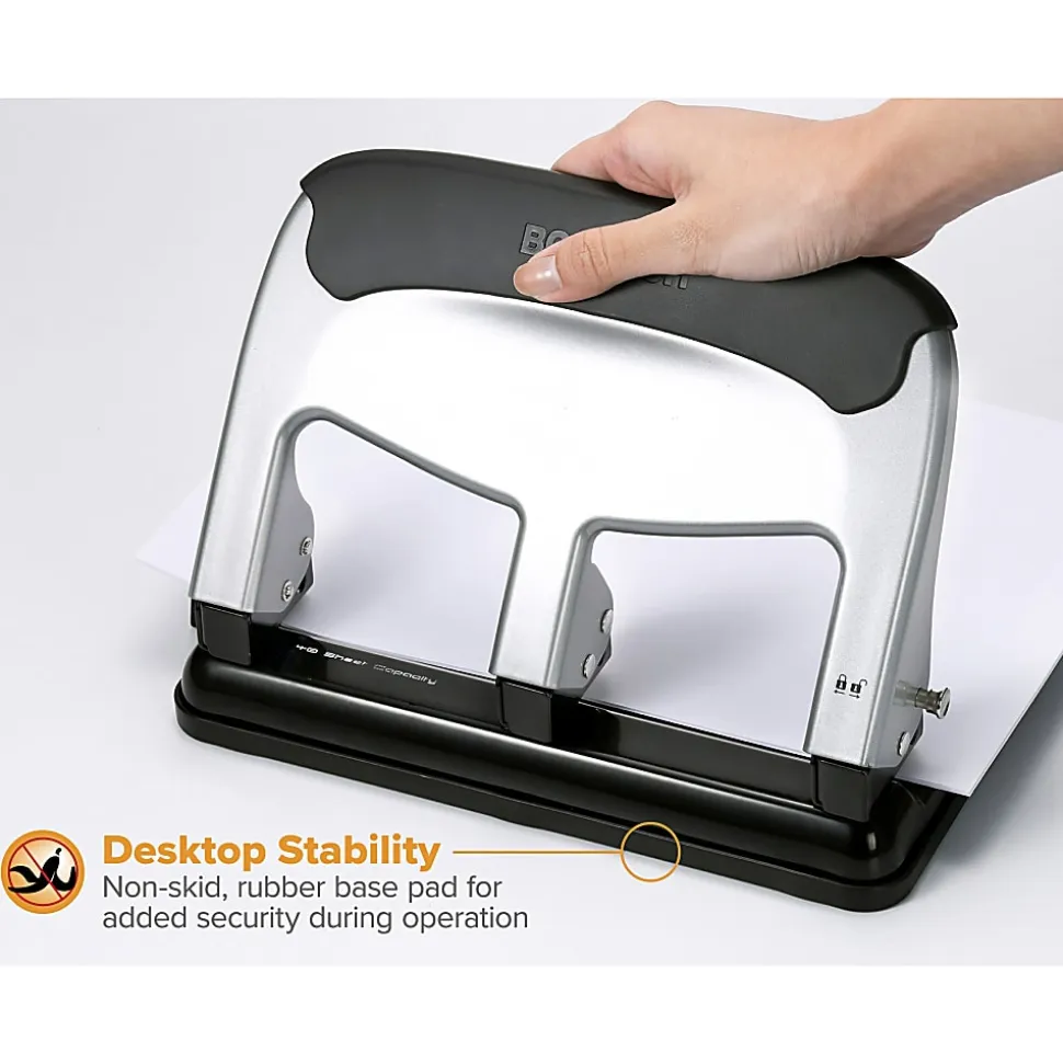 Bostitch® EZ Squeeze 3-Hole Punch, Black/Silver
