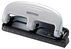Bostitch® EZ Squeeze™ Three-Hole Punch, 20 Sheet Capacity, Black/Silver