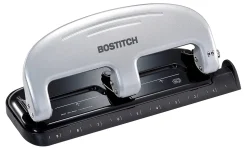Bostitch® EZ Squeeze™ Three-Hole Punch, 20 Sheet Capacity, Black/Silver