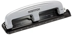 Bostitch® EZ Squeeze™ Three-Hole Punch, 12 Sheet Capacity, Black/Silver