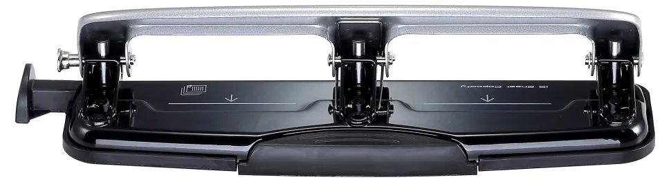 Bostitch® EZ Squeeze™ Three-Hole Punch, 12 Sheet Capacity, Black/Silver