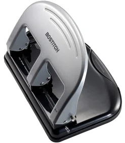 Bostitch® EZ Squeeze™ Three-Hole Punch, 40 Sheet Capacity, Black/Silver
