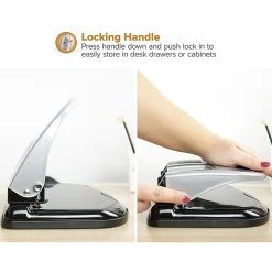 Bostitch® EZ Squeeze™ Three-Hole Punch, 40 Sheet Capacity, Black/Silver