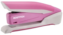 Bostitch InCourage™ Spring-Powered Desktop Stapler With Antimicrobial Protection, 20 Sheets Capacity, Pink/White