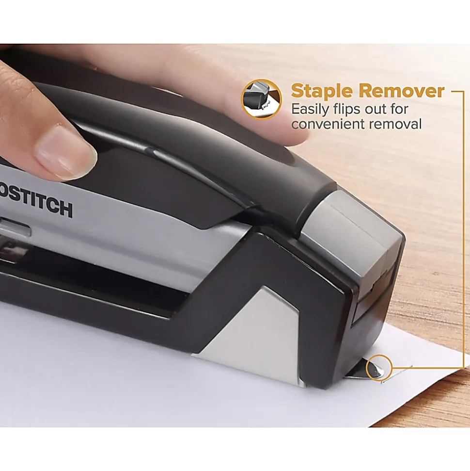Bostitch® InJoy™ 20 Spring-Powered Compact Stapler, 20 Sheets Capacity, Black/Gray