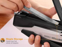 Bostitch® InPower™ Premium Spring-Powered Desktop Stapler, 28 Sheets Capacity, Black/Silver