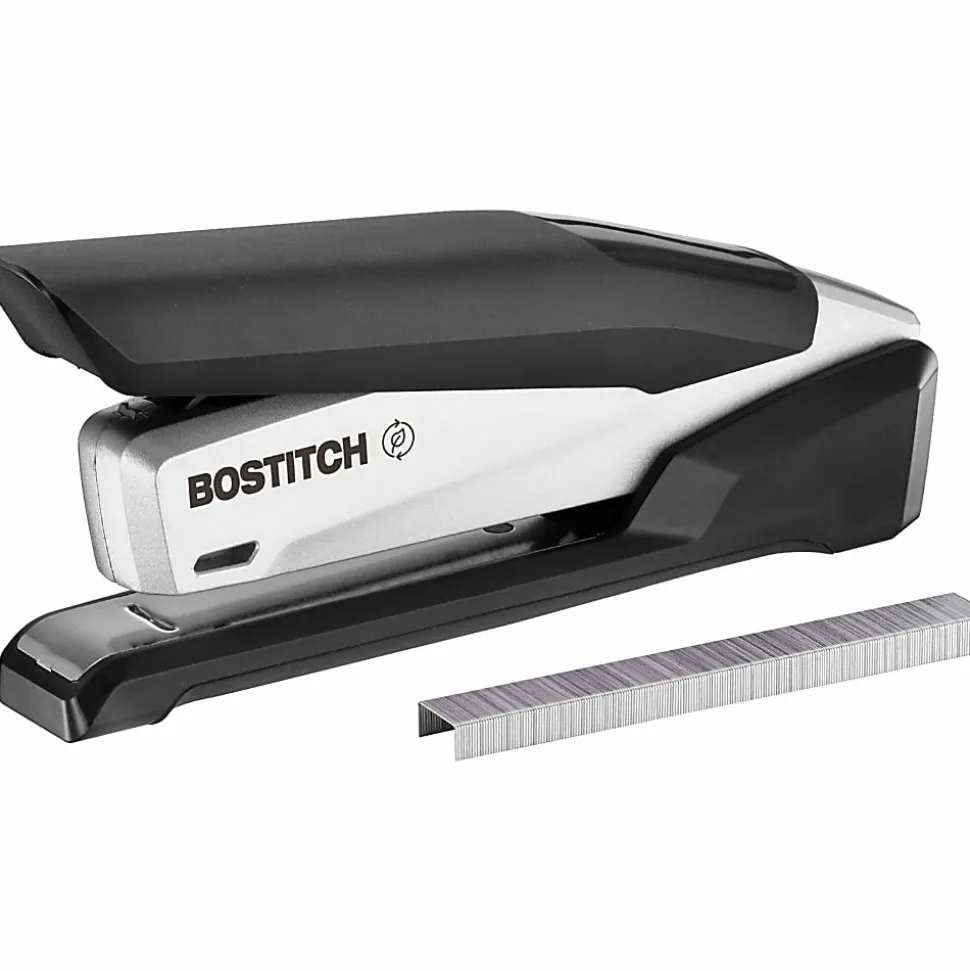 Bostitch® InPower™ Premium Spring-Powered Desktop Stapler, 28 Sheets Capacity, Black/Silver
