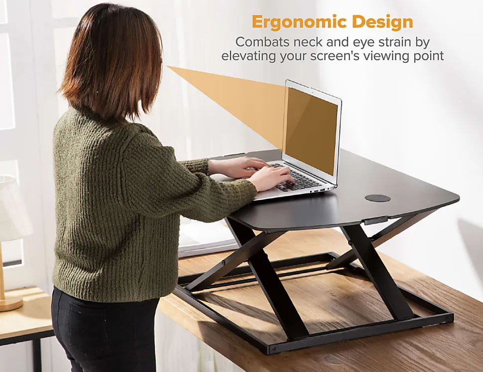 Bostitch® Manual Standing Desk Riser, 15-3/4"H x 31"W x 22"D, Black